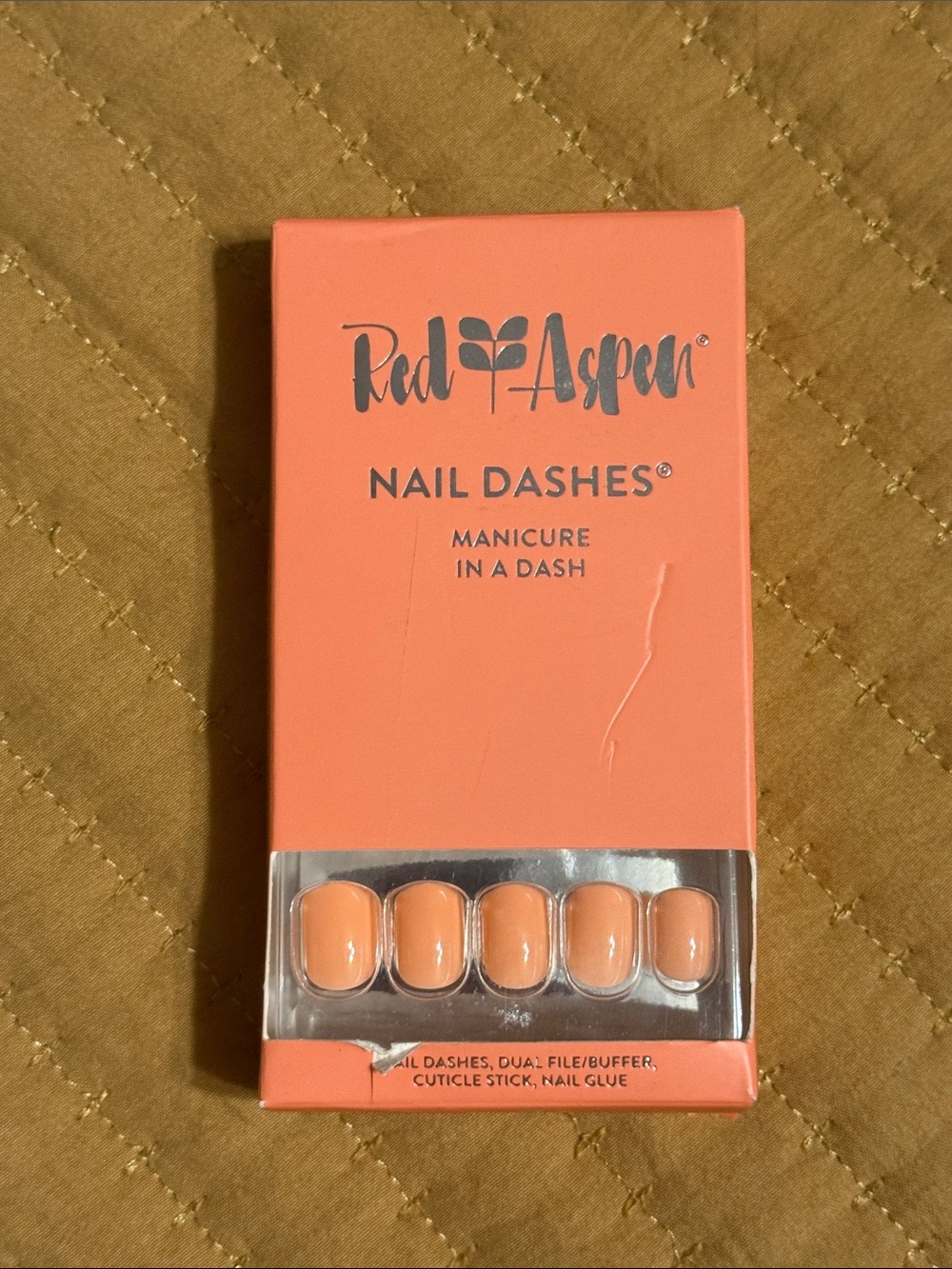Red Aspen Nail Dashes Coral Press-On Manicure